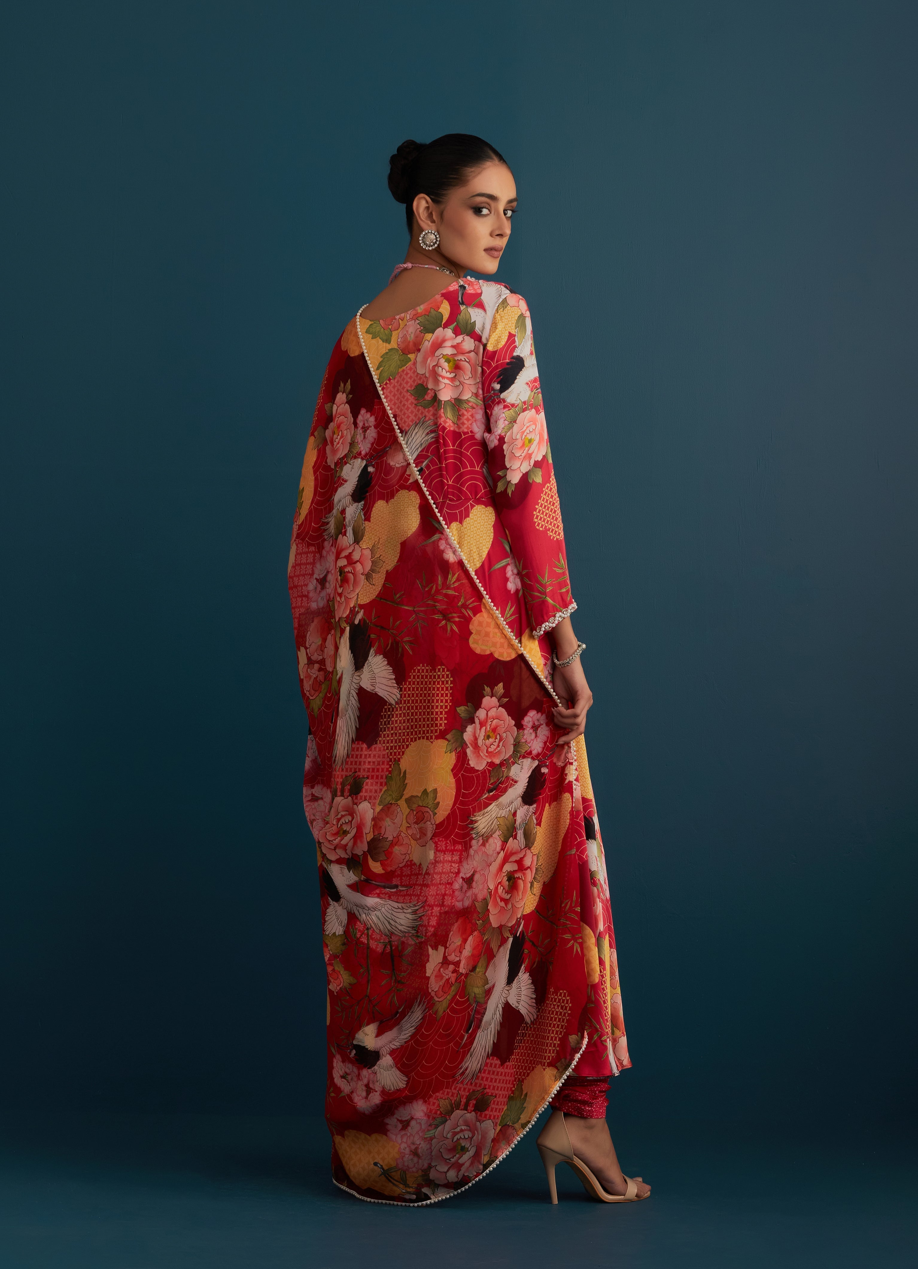 Red Printed Anarkali - House of Pink